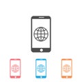 Phone roaming icon set in flat style. Roaming symbol for your web site design, logo, app, UI