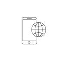 Phone roaming line icon in flat style. Roaming symbol for your web site design, logo, app, UI Vector