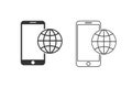 Phone roaming line icon set in flat style. Roaming symbol for your web site design, logo, app, UI Vector