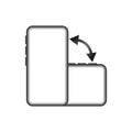Phone rotate icon. Screen vector symbol. Black arrow shape. White background design.