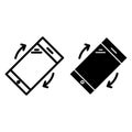 Phone rotate line and glyph icon. Smartphone sensor vector illustration isolated on white. Phone rotate outline style