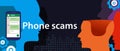 Phone scam via smart-phone security fraud vector illustration