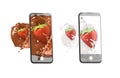 Phone screen capture macro photoshoot stop motion, isolated