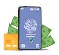 Phone Screen With Fingerprint Protection. Secure Access To Sensitive Data, Digital Privacy And Cybersecurity Concept Royalty Free Stock Photo