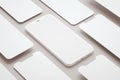 Phone screen mockup and various slides floating in 3D rendering. App interface, ux ui, and web design template concept Royalty Free Stock Photo