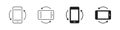 Phone Screen Turning Line and Solid Icon Set. Mobile Device Rotation With Arrows Showing Interaction, Motion and Royalty Free Stock Photo