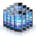 Phone 14 Screens Front View isolated on white background Royalty Free Stock Photo
