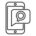 Phone search icon outline vector. Audience content