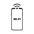 Phone searching wifi Icon on white backdrop. Wifi signal icon symbol. Wifi hotspot. Illustration, vector. Isolated vector icon. Royalty Free Stock Photo