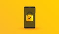 Phone security icon. Password protected icon on yellow backround for mobile applications and website concept 3d vector