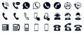 Phone set buttons. Various phone related icon sets. Call, mobile, smartphone, telephone, device, gadget, contact icons - for stock Royalty Free Stock Photo