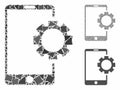 Phone setup gear Mosaic Icon of Uneven Parts