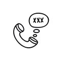 Phone sex doodle icon, vector illustration