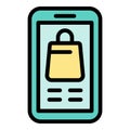Phone shopping marketing icon vector flat