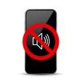 Phone silent mode icon pictogram. Soundless cellphone mobile vibration mute silence icon. Royalty Free Stock Photo