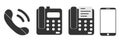 Phone smartphone fax machin icon set call connection communication vector illustration on white background