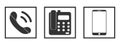 Phone smartphone fax machin icon set call connection communication vector illustration on white background