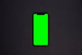 Phone XS, Phone smartphone, green screen on Black background