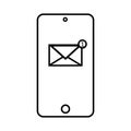 Phone sms icon. Smartphone new messege symbol. Sign mail vector