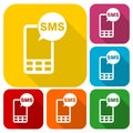 Phone SMS icons set with long shadow Royalty Free Stock Photo