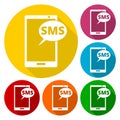 Phone SMS icons set with long shadow Royalty Free Stock Photo