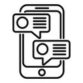 Phone support chat icon outline vector. Online speech