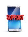 Phone support concept, 3d letters on smart phone, 3d rendering Royalty Free Stock Photo