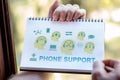 Phone support concept on a notepad Royalty Free Stock Photo