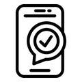 Phone survey icon outline vector. Vote election