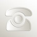 Phone symbol icon, card paper 3D natural Royalty Free Stock Photo