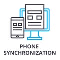 Phone synchronization thin line icon, sign, symbol, illustation, linear concept, vector Royalty Free Stock Photo