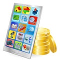 Phone or tablet PC money concept Royalty Free Stock Photo