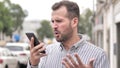 Phone Talk by Angry Beard Casual Man Royalty Free Stock Photo