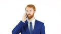 Phone Talk, Red Hair Beard Businessman Busy Talking Royalty Free Stock Photo