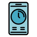 Phone time management icon color outline vector Royalty Free Stock Photo
