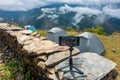 Phone timelapse: Crafting mountaintop campsite stand amidst Himalayas\' beauty. Unique time-lapsed creation Royalty Free Stock Photo