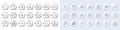 Phone timing, Time zone and Piggy bank line icons. For web app, printing. Line icons. Vector