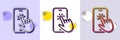 Phone touch line icon. Smartphone app sign. Halftone dotted pattern. Vector Royalty Free Stock Photo