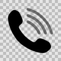 Phone with transparent waves symbol icon - black simple, isolated - vector Royalty Free Stock Photo