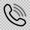 Phone with transparent waves symbol icon - black simple outline, isolated - vector Royalty Free Stock Photo