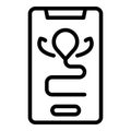 Phone travel route icon outline vector. Bike trip