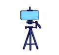 Phone on tripod flat color vector object
