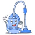 With phone vacuum cleaner character cartoon