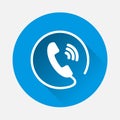 Phone vector icon on flat style on blue background. Flat image Royalty Free Stock Photo