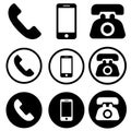 Phone vector icon set. Call illustration sign collection. Telephone symbol on white background. Royalty Free Stock Photo