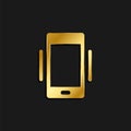 phone, vibrate gold icon. Vector illustration of golden style