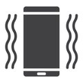 Phone vibrating glyph icon, web and mobile