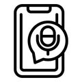 Phone virtual assistant icon outline vector. Voice control command