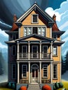 Phone Wallpaper of Haunted House, Classic Styel Royalty Free Stock Photo