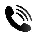 Phone with waves symbol icon - black gradient, isolated - vector Royalty Free Stock Photo